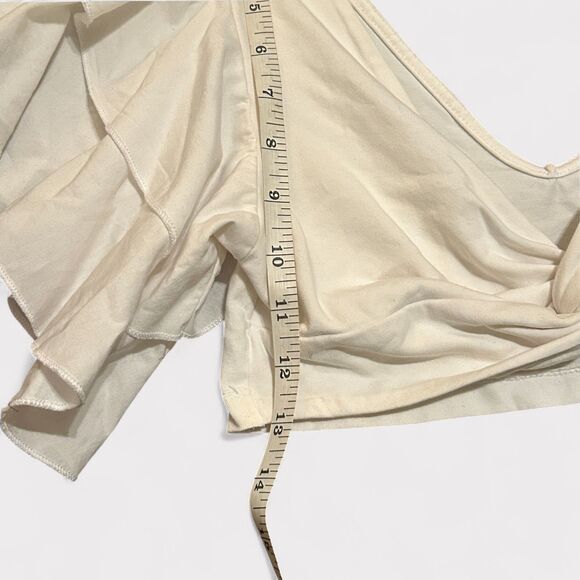 ZARA Off-Shoulder Ruffle Crop Top White Ivory Twist Front Size Large L - Picture 6 of 7